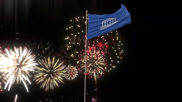 flag of UNESCO   With Fireworks 