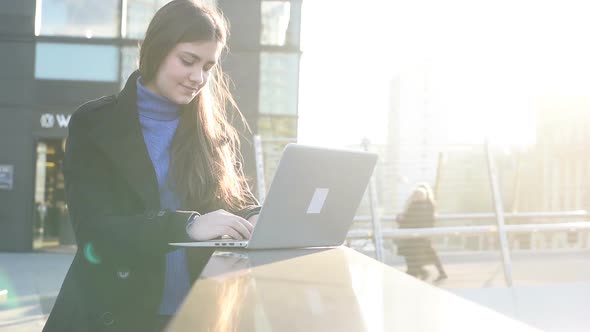 Young business woman using computer remote working