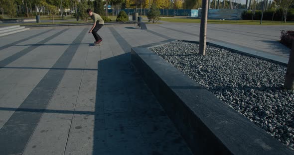 Amazing Rail Slide Trick By a Skater at the Park, Skater Grunge, 