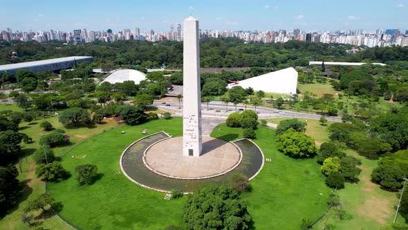 Cityscape of Sao Paulo Brazil. Stunning landscape of Ibirapuera park.