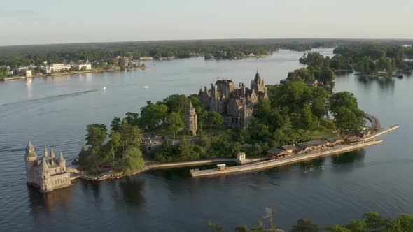 Boldt Castle and Alexandria Bay in the Thousands Islands Region of the St. Lawrence River in Upstate