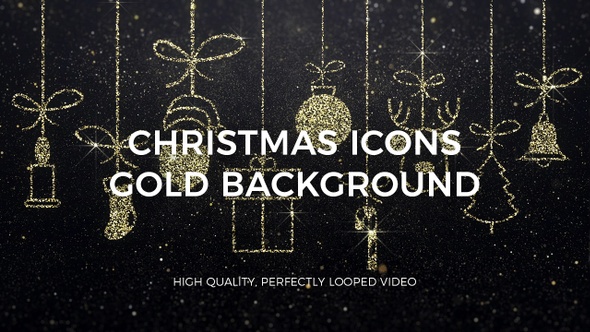 Merry Christmas Icons Gold Background