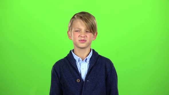 Child Waves and Calls a Friend with Him, Green Screen, Slow Motion