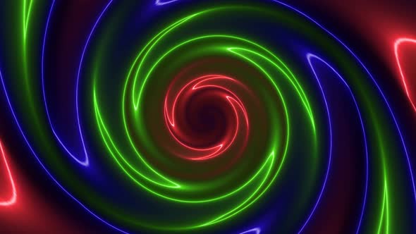 Blue Green Red Neon Twirl Motion Animated Background