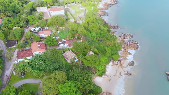 Cottages, Atlantic ocean Coast (Florianopolis, Brazil) Aerial view