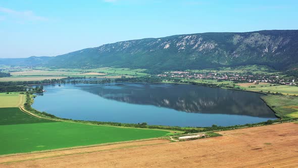 Aerial view of Hrhovske ponds near the village of Hrhov in Slovakia