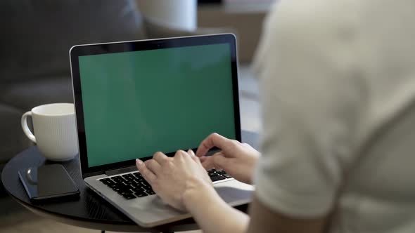 Laptop Green Screen With Woman Typing