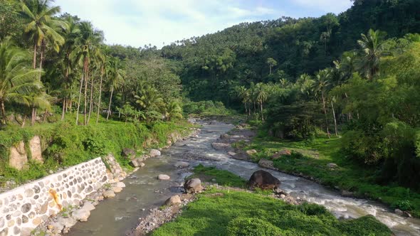 Aerial Following a River in Philippines