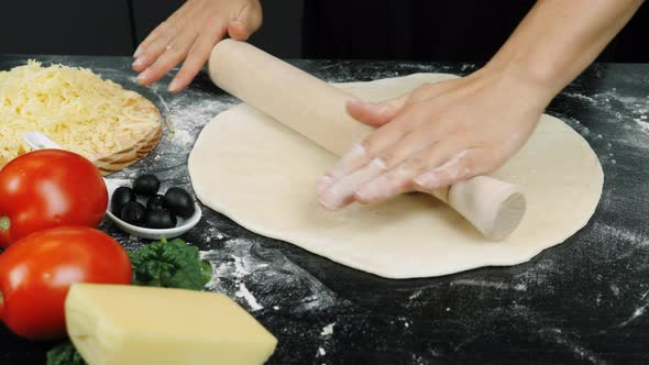 Rolling dough with rolling pin