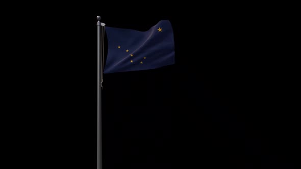 Alaska State Flag, 2K Prores 4444 Footage With Alpha