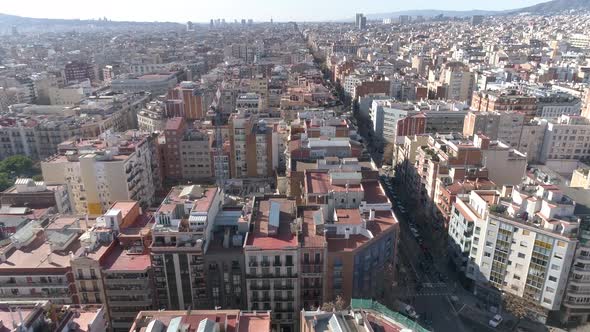 Aerial View of Typical Building Buildings in Barcelona, Spain.