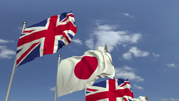 Many Flags of Japan and the United Kingdom