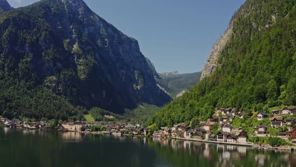 Panoramic View of the Gelstat Located on the Lake at the Foot of Mountains