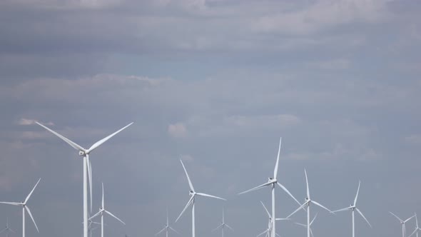 Wind Motors with Blades Renewable Energy Sources of Wind. Close Up