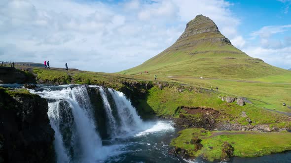 Time Lapse Footage of Kirkjufell Mountain Landscape in Iceland Summer