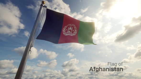 Afghanistan Flag on a Flagpole