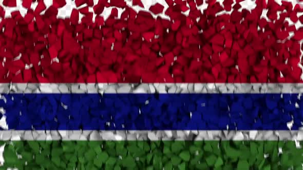 Gambia Flag Breaking Rocks Transition