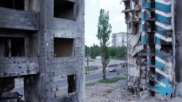 Multistorey Building Bombed During the War in Ukraine