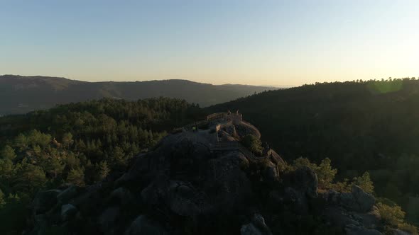 Aerial Drone View of Highlands in Portugal at Sunset