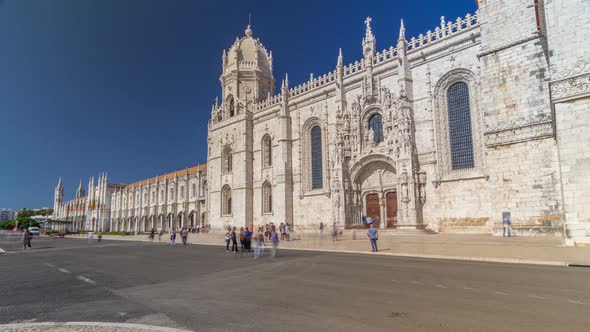 Hieronymites Monastery Located in the Belem District of Lisbon Timelapse Hyperlapse, Portugal.
