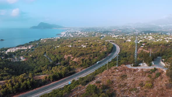 Coast Of Altea Hills On The Costa Blanca of Spain Street With Trees On Both Side