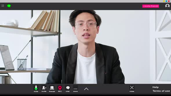 Virtual Meeting Talking Man Screen Mockup