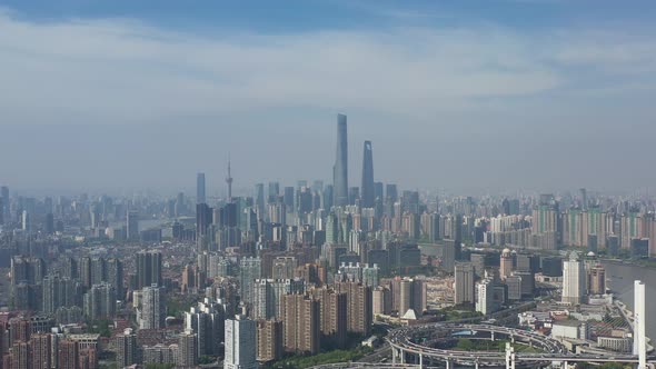 ShangHai City Aerial, China Skyline