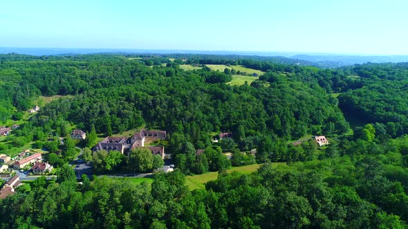 The Buisson-de-Cadouin village in Perigord in France seen from the sky