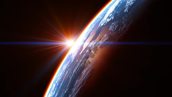 Amazing View Of The Earth From Space And Glowing Atmosphere In The Rays Of The Sun alt