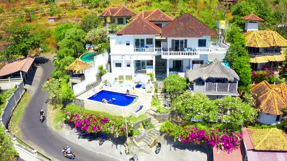 Tropical White Villa View with Garden, Swimming Pool and Relax, Swiming People