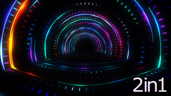 Colorful Neon Light Strokes Tunnel