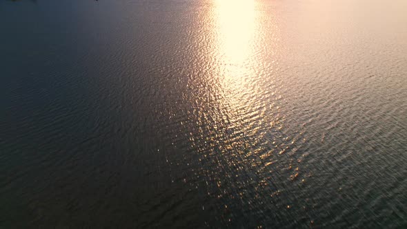 4K Aerial view drone fly over Water reservoir  in the countryside of Thailand.