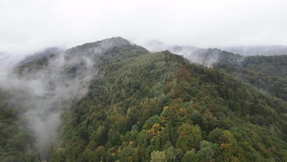 Aerial View of the Carpathian Mountains in Autumn. Ukraine