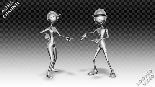 Silver  Man and Woman - Dance Robot Pack