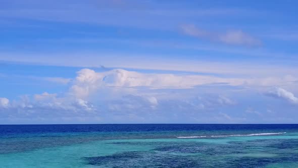 Drone aerial abstract of bay beach wildlife by clear lagoon with sand background