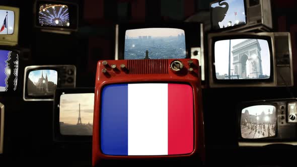 Paris, Capital of France, on Old Retro Televisions.