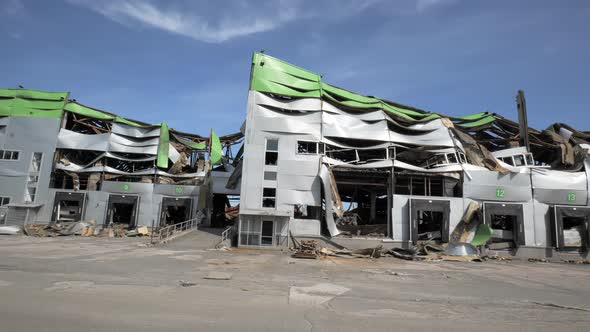 Destroyed Logistics Hub As a Result of a Rocket Attack By Russian Troops Near Kyiv