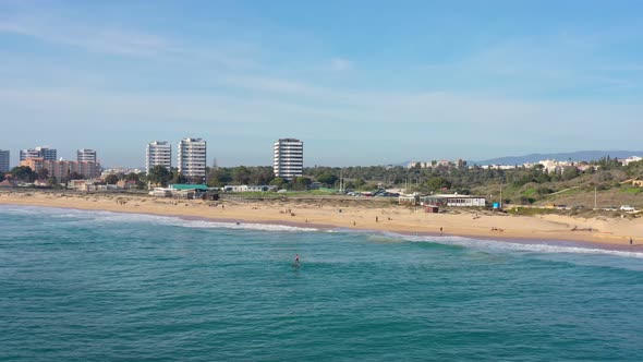 Aerial View of Beautiful Portuguese Beaches with Rocky Sandy Shores and Pure Sand for Tourists