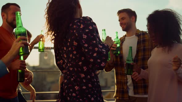 Multiracial People Enjoying Party with Beer Outdoors