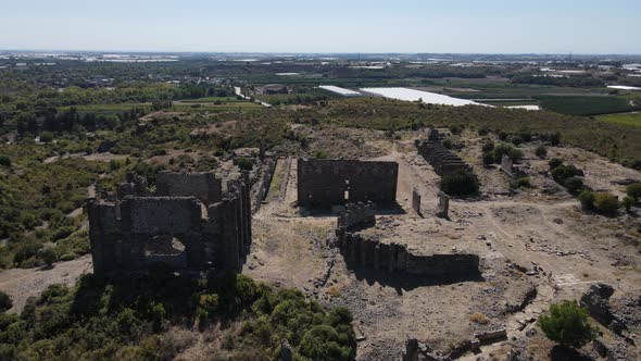 The Ruins of the Ancient City Located Among the Greenery