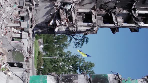 Vertical Video of the Consequences of the War in Ukraine  Burned Cars