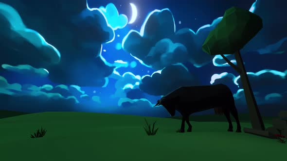 Cow And Night