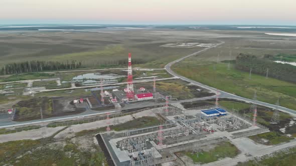 Drone View of an Oil and Gas Field in Russia