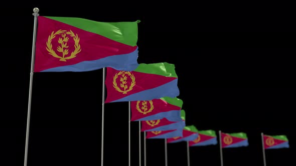 Eritrea Row Of Flags Animation Include Alpha Channel alt