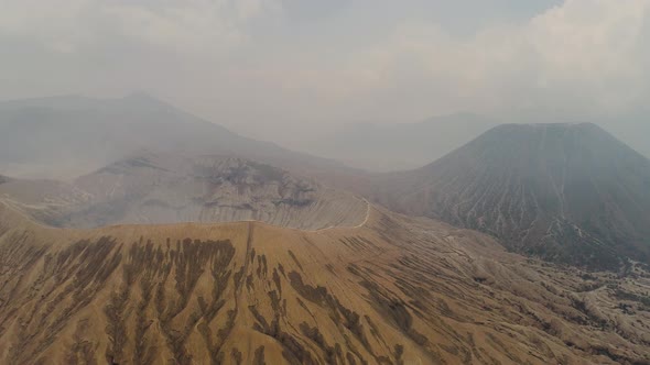 Mountain Landscape with an Active Volcano