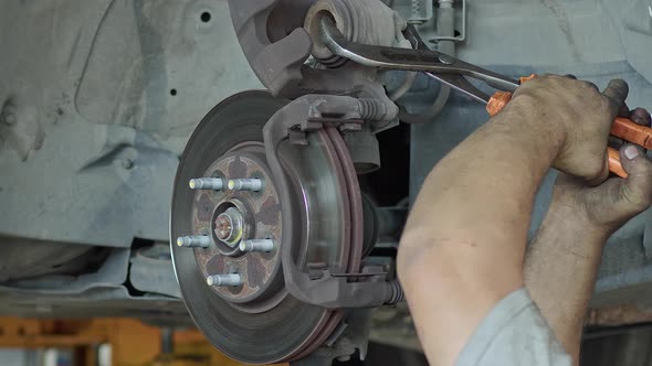 Car Brake System Repair At The Repair Shop