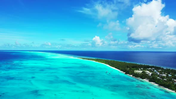 Aerial sky of tropical island beach voyage by blue sea and white sand background of a dayout near re