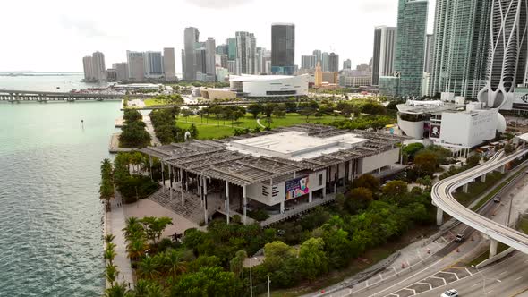 Aerial Drone Video Perez Art Museum Miami Fl Usa