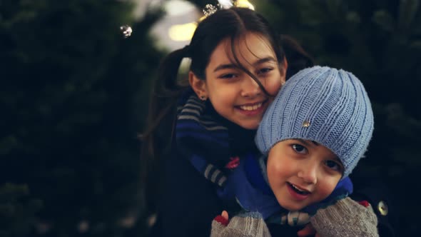 Happy Kids at Christmas Time Outdoor