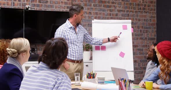 Business executives interacting with eachother during meeting